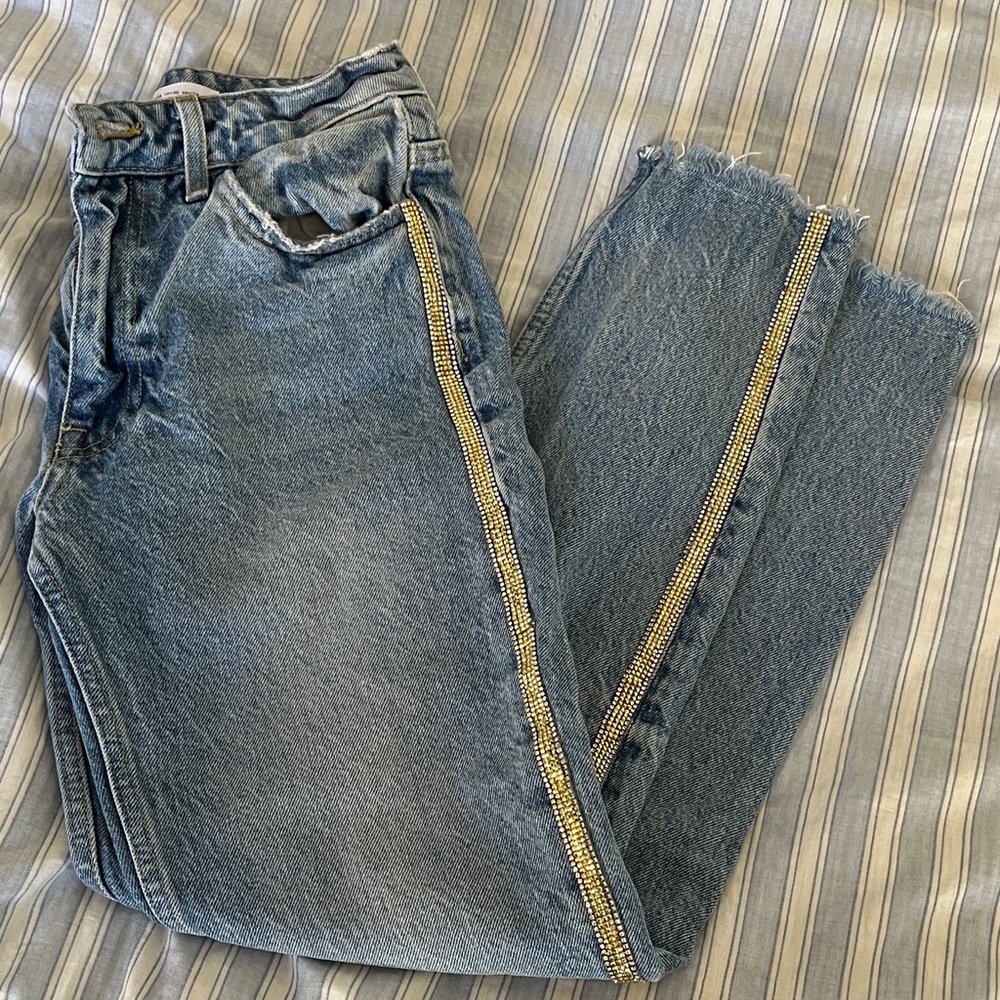 Zara Blue Jeans with Gold Accents